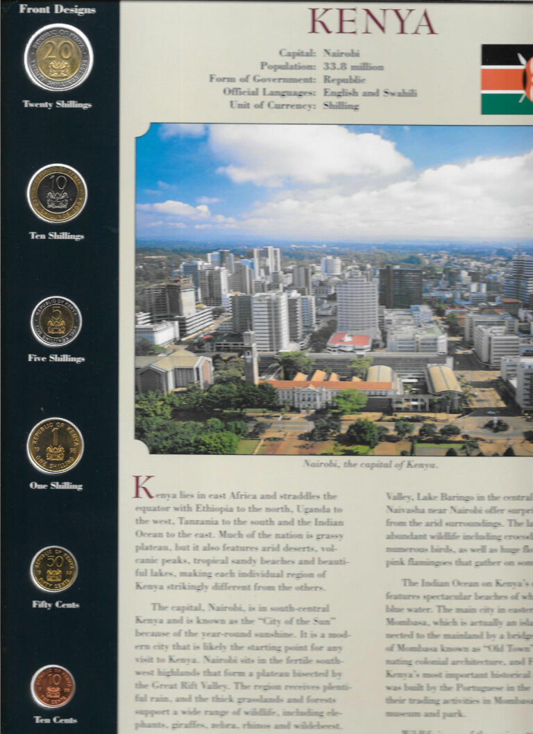 Read more about the article Coins from Around the World Kenya 1994 – 1998 BU UNC 20 shillings 1998  10s 1994