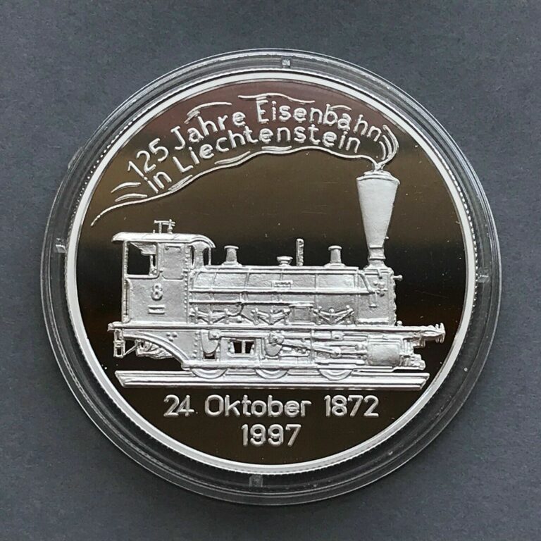 Read more about the article LIECHTENSTEIN Silver coin  20 EURO 1997  Locomotive  Railways  Proof