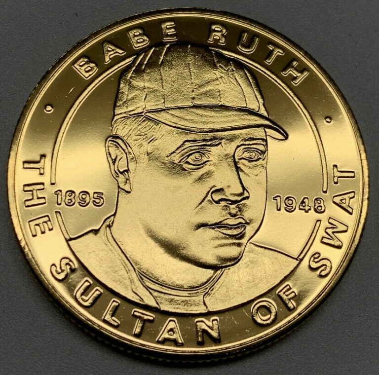 Read more about the article 1995 Liberia Dollar Babe Ruth Gold Plated Coin $1 Proof Like Commemorative