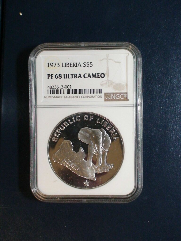 Read more about the article 1973 Liberia Five Dollars NGC PF68 ULTRA CAMEO $5 Coin PRICED TO SELL!