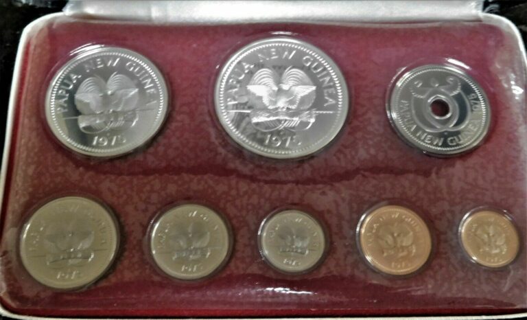 Read more about the article 1975 Papua New Guinea proof set 8 coins in case.