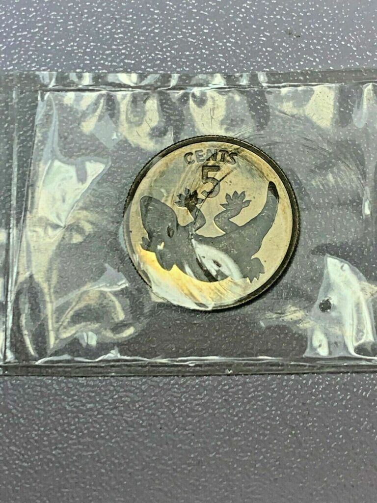 Read more about the article 1979 Kiribati 5 Cents Copper-Nickel Proof Coin-Slump-Tailed Gecko (Lizard)-KM# 3