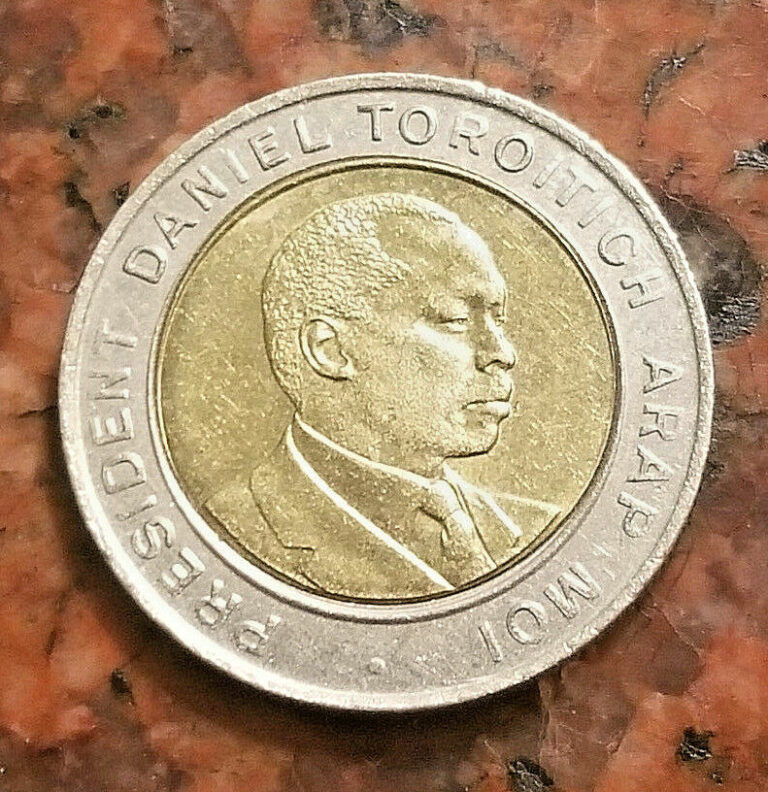 Read more about the article 1997 KENYA 5 SHILLINGS COIN – BI-METALLIC – #3646