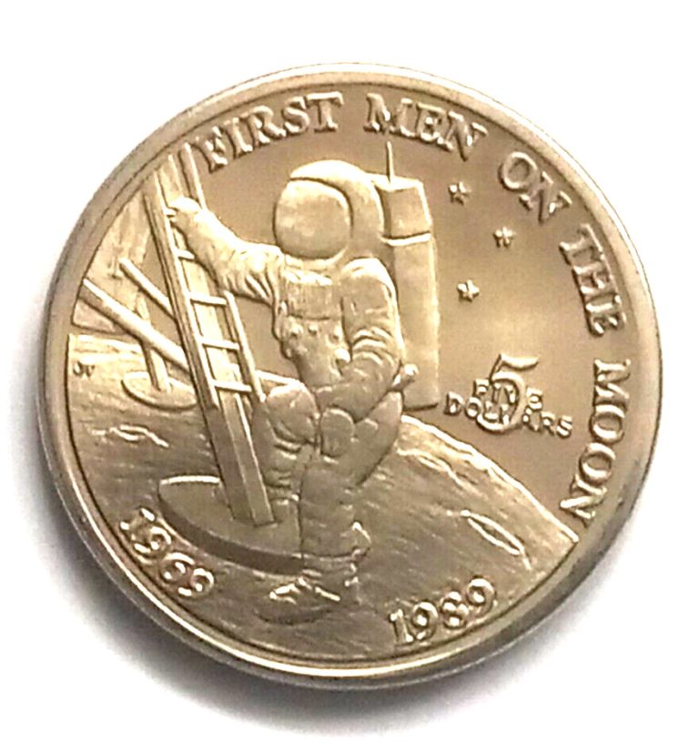 Read more about the article 1989 $5.00 Republic Of The Marshall Islands Coin First Men On The Moon 1969-1989