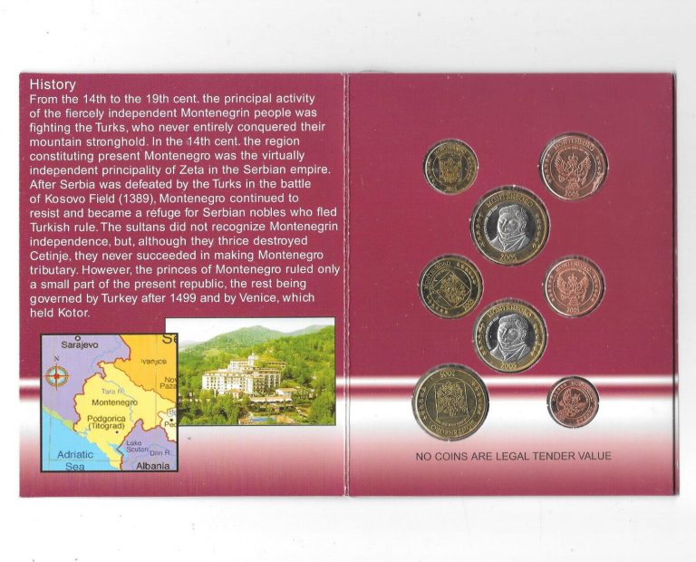 Read more about the article MONTENEGRO EURO PATTERN 2005 Test Essai Probe UNC Set Of 8 Coins  Rare. B20