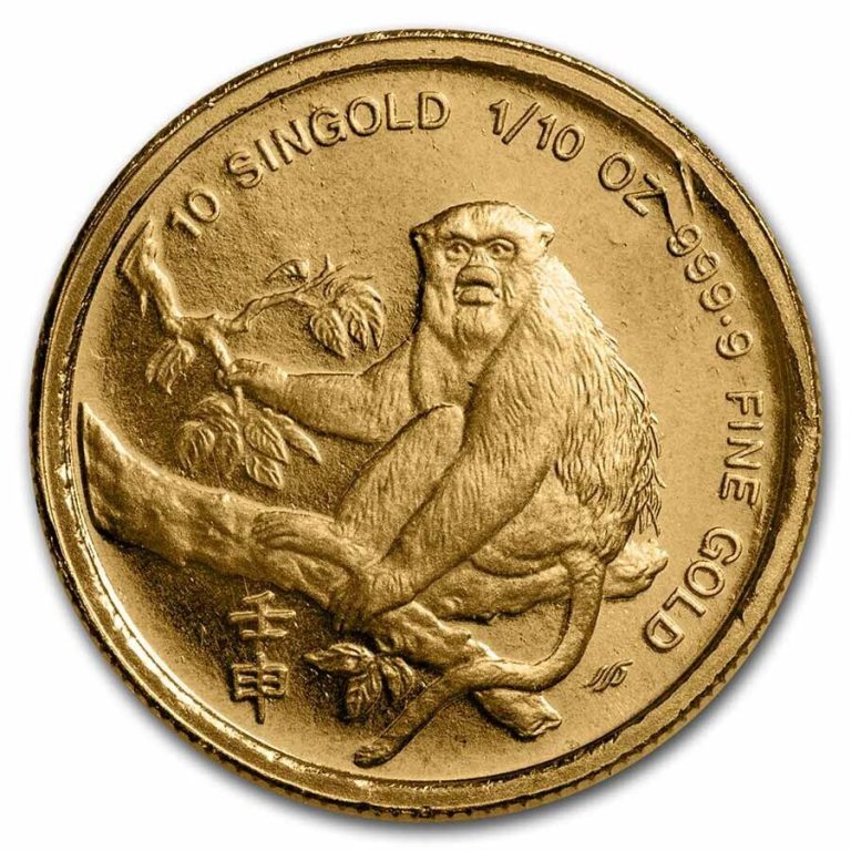 Read more about the article 1992 Singapore 1/10 oz Proof Gold 10 Singold Monkey – SKU#54810