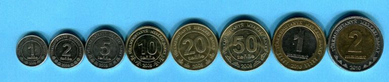 Read more about the article TURKMENISTAN: Set 8 regular coins 1 tenge – 2 manat 2009 KM# 95-100 bi-metallic