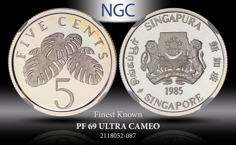 Read more about the article 1985 SM Singapore Toned Silver 5C PF 69  Rare: The Only Graded One Found Online!