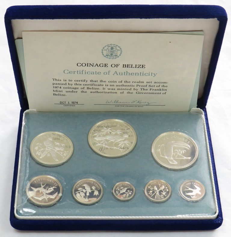 Read more about the article 1974 BELIZE FULL SILVER 8 COIN GEM PROOF SET – ORIGINAL PACKAGING and COA  KM#PS2