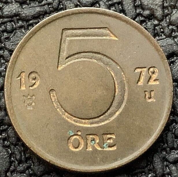 Read more about the article 1972 Sweden 5 Ore Coin XF AU   High Grade World Coin        #K2150