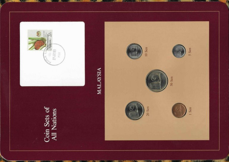 Read more about the article Coin Sets of All Nations Malaysia w/card UNC 1 20 50 Sen 1988 10 Sen 1982 5 1981