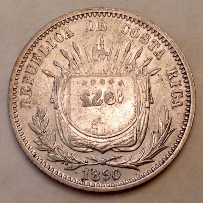 Read more about the article ~ 1923  Costa Rica 50 Centimos  counter stamped on 1890 H 25 Centavos