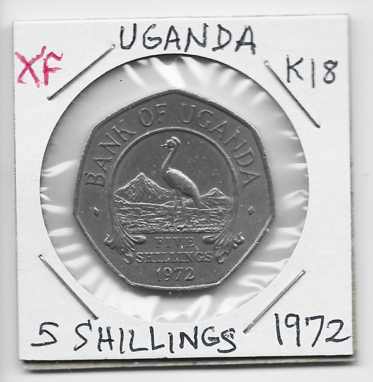 Read more about the article Uganda 5 Shillings 1972 K18 7-sided shape. Withdrawn from Circulation. Cheap!!!