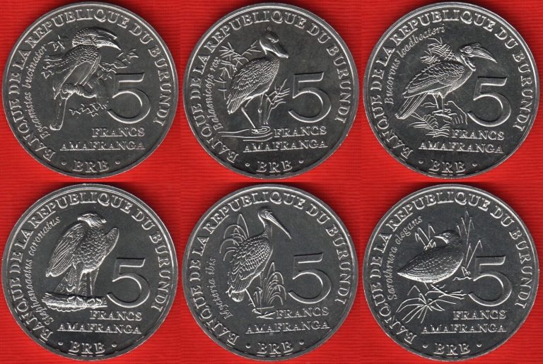 Read more about the article Burundi set of 6 coins: 5 francs 2014 “Birds” UNC