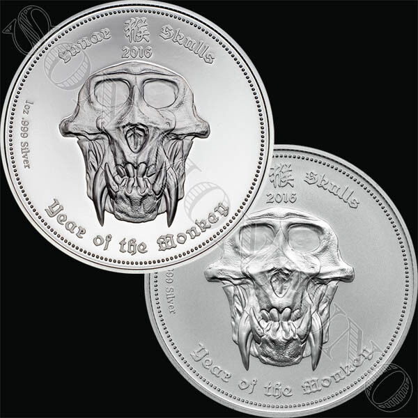 Read more about the article 2016 LUNAR SKULLS Year of the Monkey PROOF/BU MATCHED SET of Silver Coins PALAU