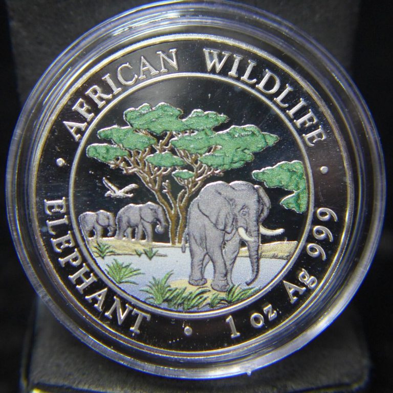 Read more about the article 2012 SOMALIA ELEPHANT COLORIZED African Wildlife 1 oz Silver Coin in Capsule