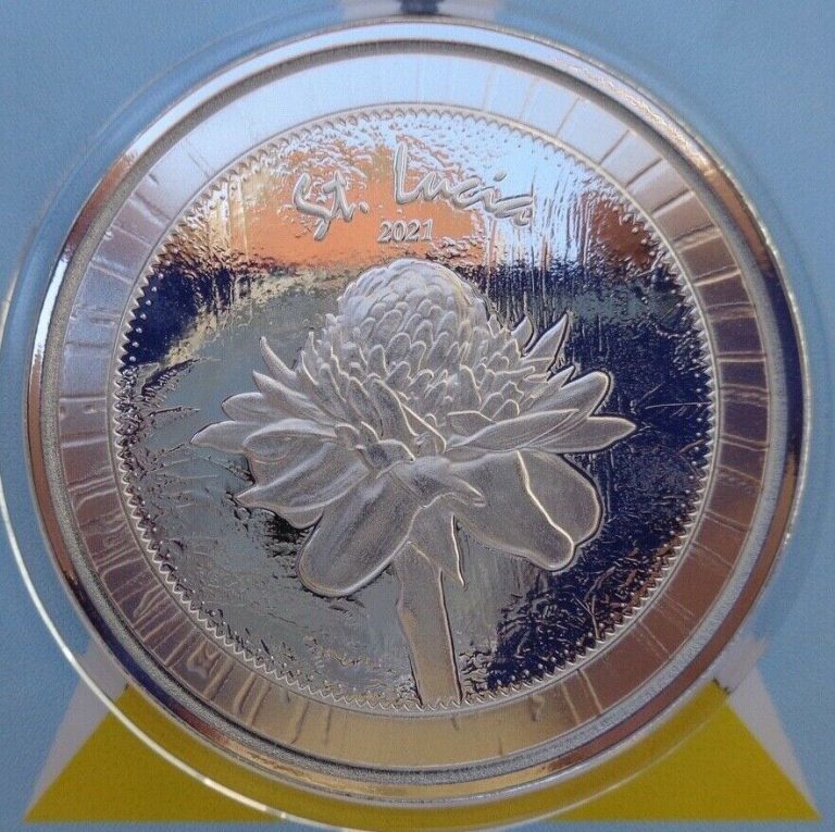 Read more about the article 2021 St. Lucia BOTANICAL GARDENS Red Ginger $2 silver BU coin .999 fine silver