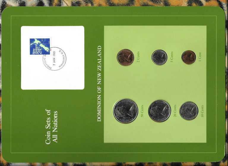 Read more about the article Coin Sets of All Nations New Zealand w/Card 50 10 5 2 1 Cents 1982 20 cents 1979