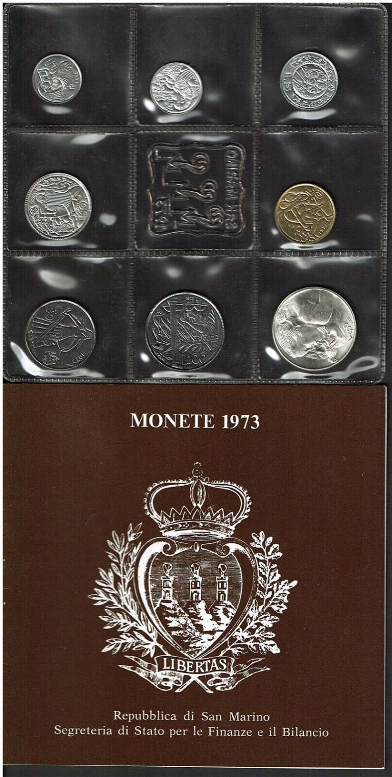 Read more about the article SAN MARINO 8-COIN MINT SET 1973 GEM BU WITH SILVER 500 LIRE NICE