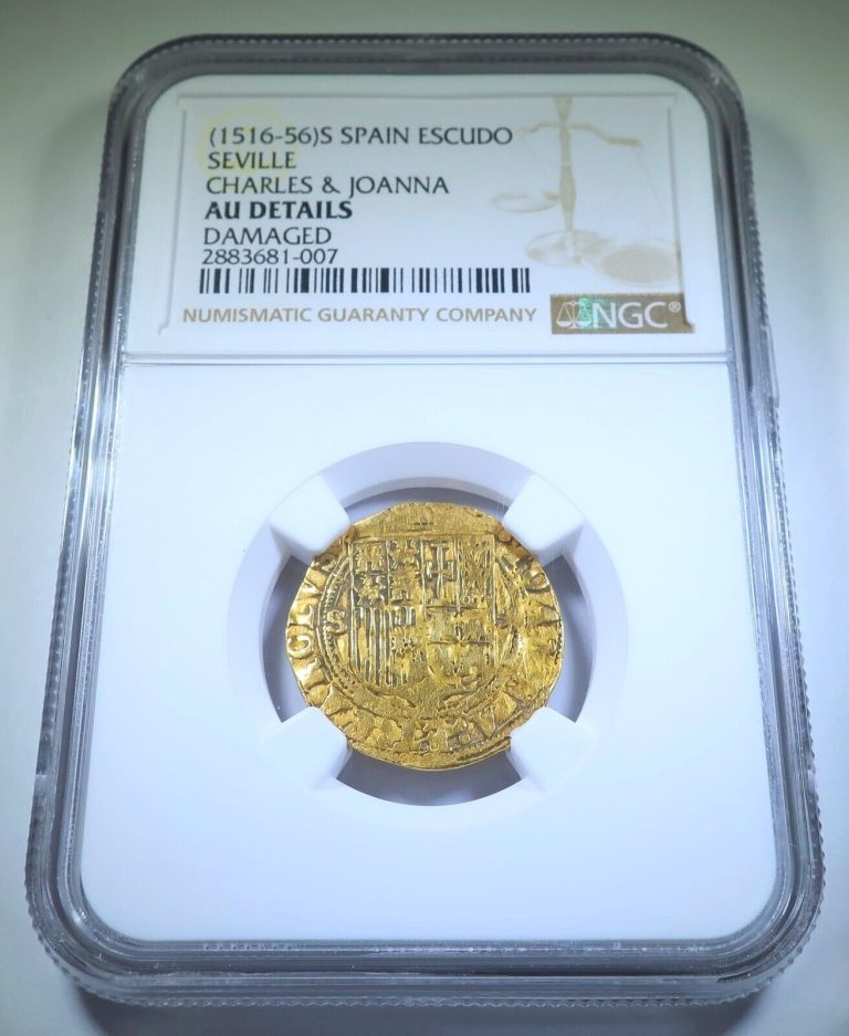 Read more about the article NGC AU 1500’s Spanish Gold Charles and Johanna 1 Escudo Doubloon Pirate Cob Coin