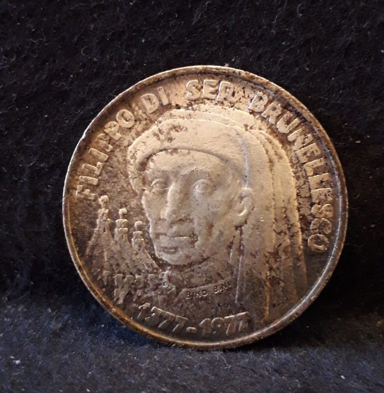Read more about the article 1977 San Marino silver 1000 lire  Brunelleschi commemorative  toned UNC  KM-72