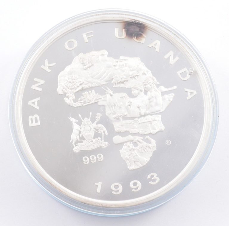 Read more about the article 1993 Uganda 5000 Shillings 497.6g .999 Silver Protection Of African Nature *2312