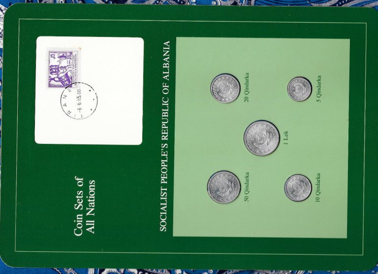 Read more about the article Coin Sets of All Nations Albania  w/card UNC 1 lek  50  20  10  5 Qindarka 1969