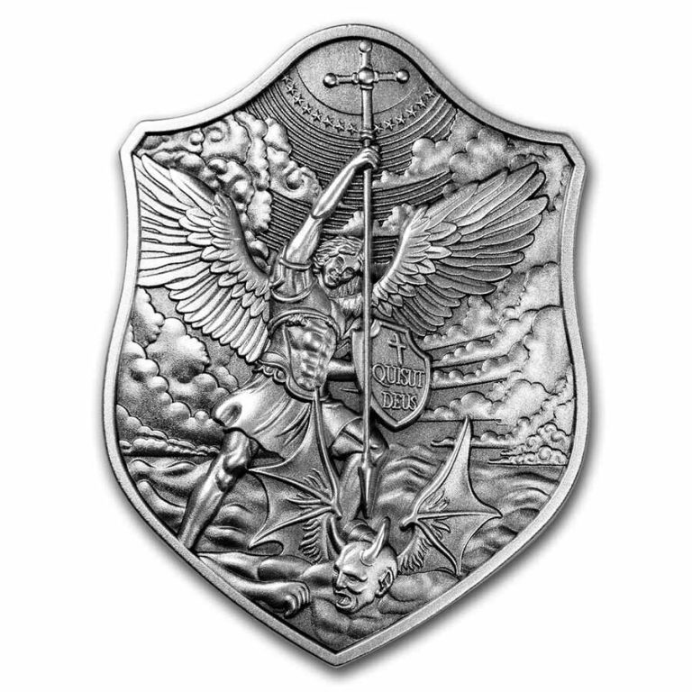 Read more about the article South Korea 2 oz Silver Archangel Michael Ornate Shield Stacker – SKU#246423