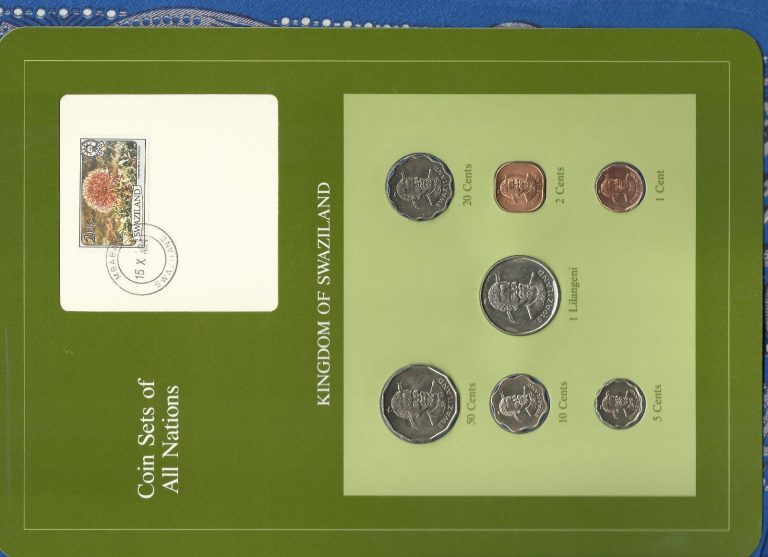 Read more about the article Coin Sets of All Nations Swaziland 1975-1982 w/card 5 20 cents  1 Lilangeni 1979