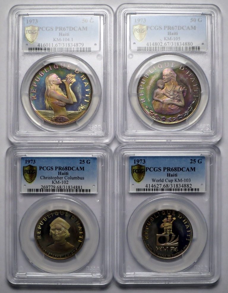 Read more about the article Gorgeous Toned 1973 Haiti 50 and 25 Gordes Set. PCGS PR68 and PR67 DCAM!