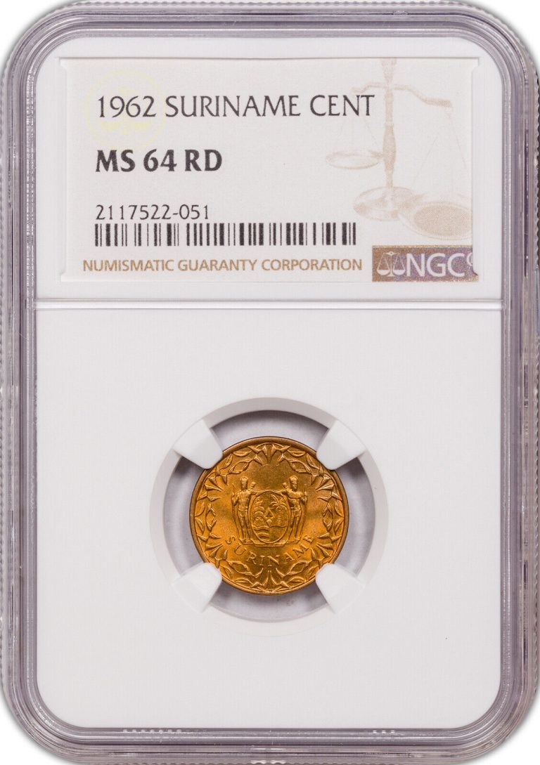 Read more about the article 1962 SURINAME CENT MS 64 RD NGC COIN