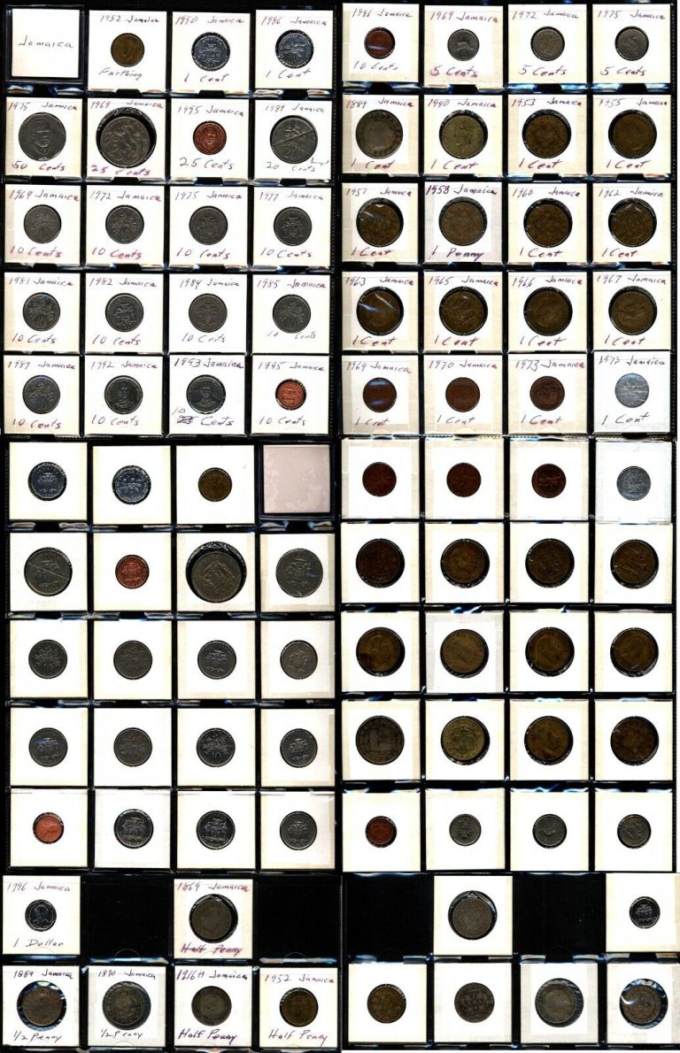 Read more about the article JAMAICA COINS COLLECTION LOT OF 55 COINS 1869-1996 ALBUM PAGES (18 343)