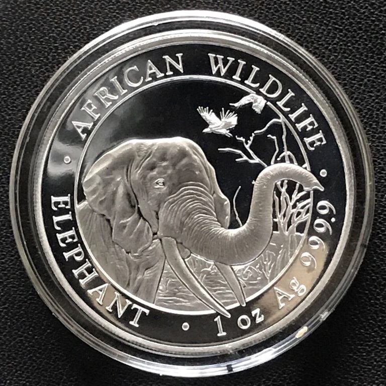 Read more about the article 2018 Somalian Elephant 1 oz .9999 Silver Brilliant Uncirculated Mint Coin Africa