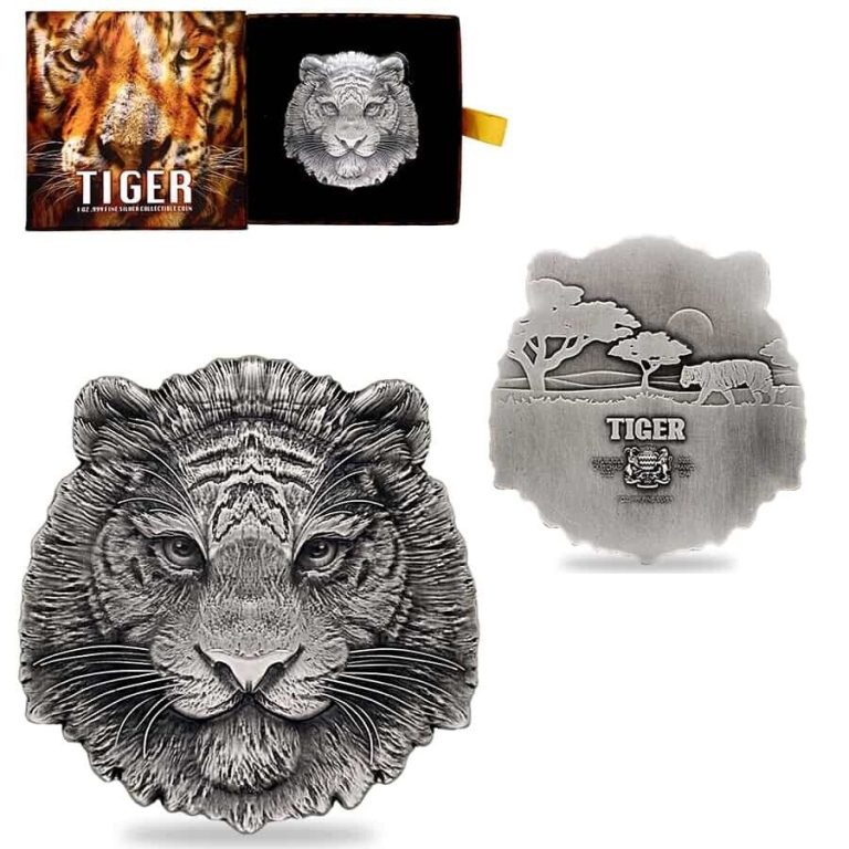 Read more about the article 2022 Chad 1 oz Silver Tiger Shaped High Relief Coin .999 Fine (w/Box)