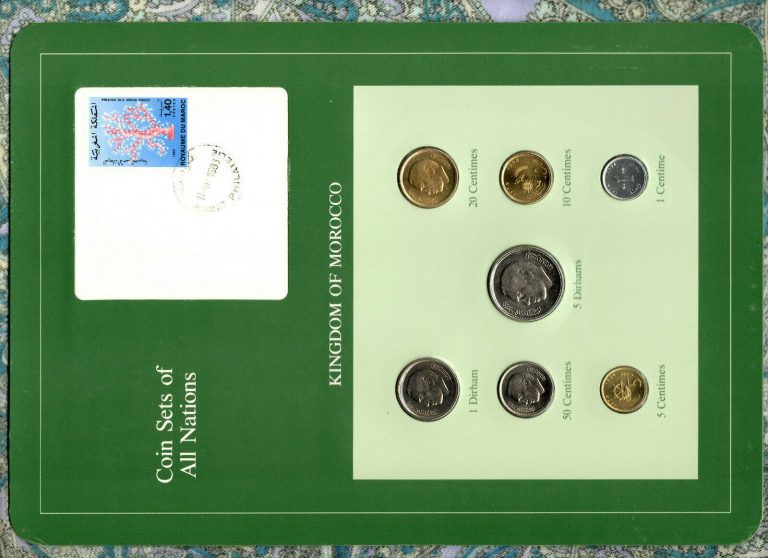 Read more about the article Coin Sets of All Nations Morocco UNC wcard 50 20 10 Santimat 1974 5 Dirhams 1980