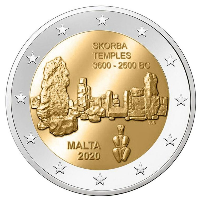 Read more about the article 2020 Malta € 2 Euro UNC Uncirculated Coin UNESCO World Heritage Temple of Skorba