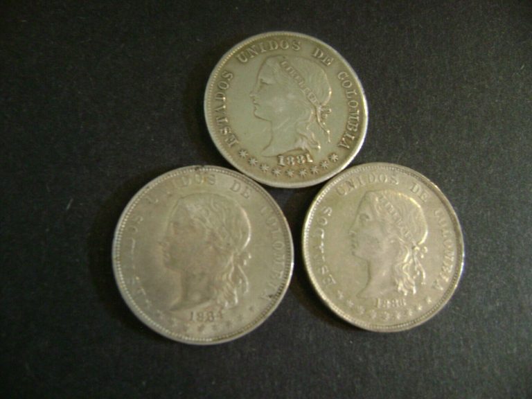 Read more about the article COLOMBIA – 1881  1886    50-CENTAVOS   1884    5-DECIMOS