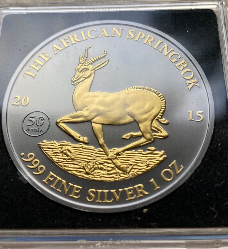 Read more about the article 2015 Gabon Springbok GOLDEN ENIGMA Black Ruthenium 1oz Gilded Silver Coin