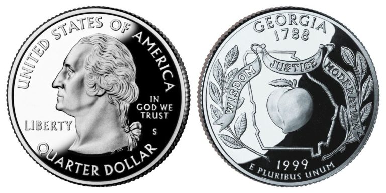 Read more about the article 1999 P D S Georgia State Quarter in Gem DCAM Proof Clad US Coins