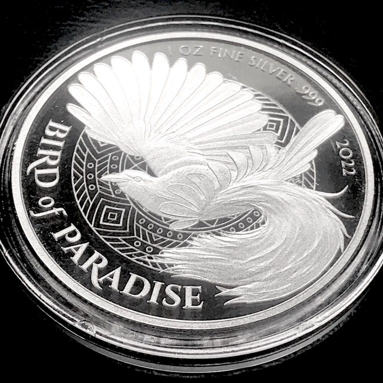 Read more about the article 2022 Papua New Guinea Bird of Paradise 1 oz Silver BU Coin in Mint Capsule