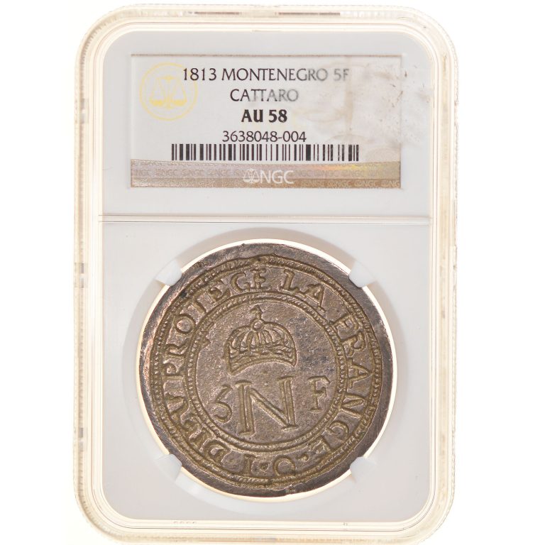 Read more about the article [#905657] Coin  Montenegro  CATTARO  5 Francs  1813  Siège  NGC  AU58  AU(55-58)