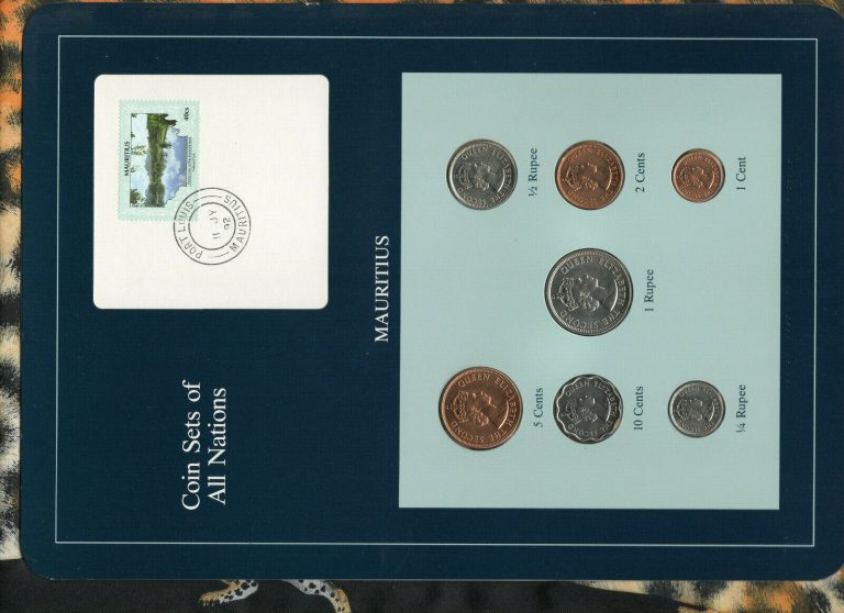 Read more about the article Coin Sets of All Nations Mauritius 1  1/2  1/4 Rupee  10  5  2  1 cents 1978 UNC