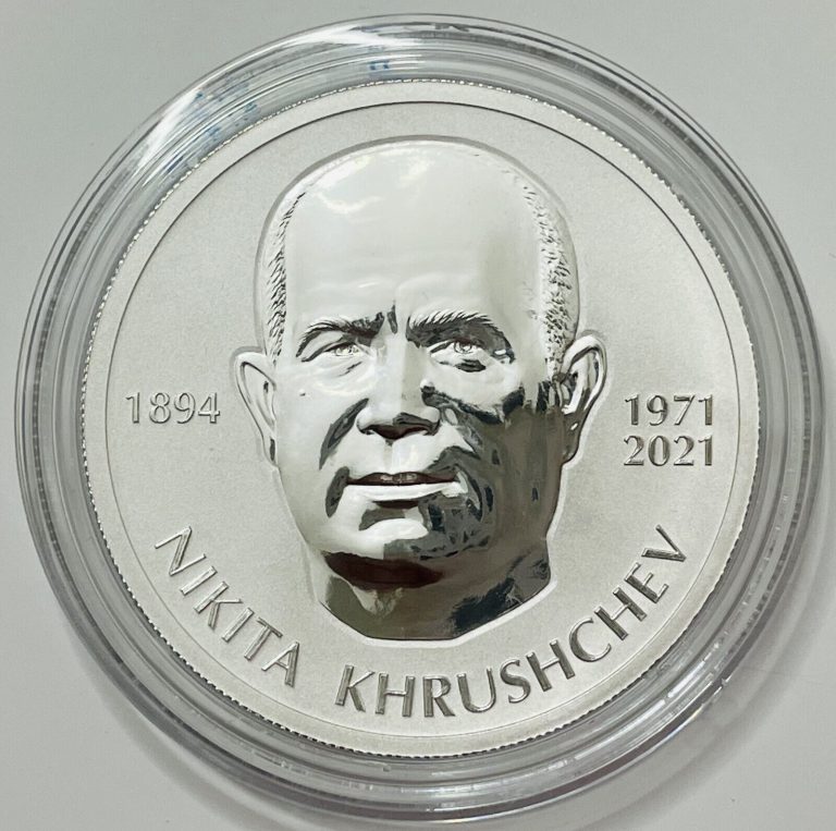 Read more about the article CHAD 5000 FRANCS CFA 2021 NIKITA KHRUSHCHEV SILVER REVERSE PROOF ONLY 100 COINS