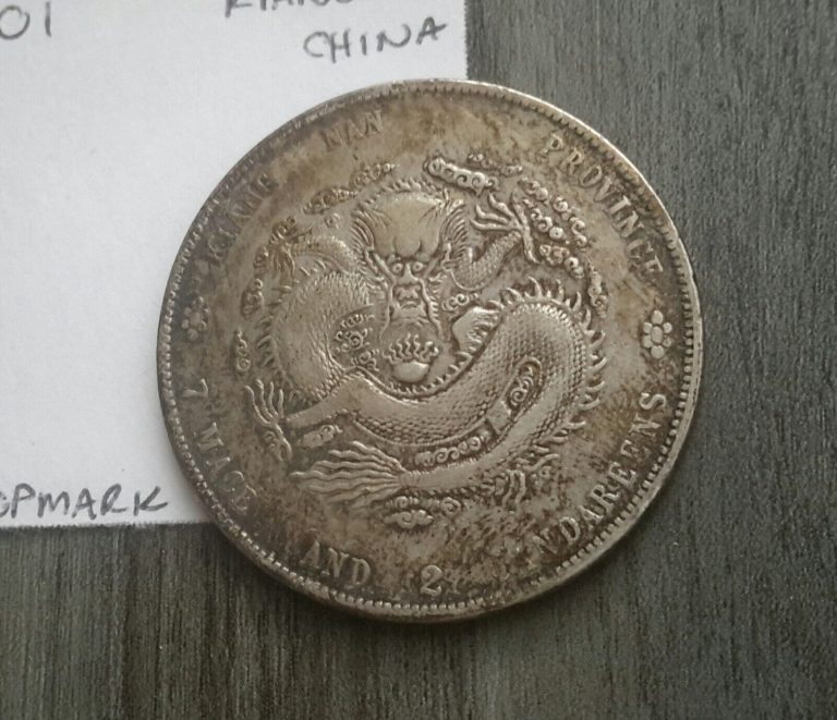 Read more about the article 1901 China Dragon Kiangnan Silver Dollar High Grade chopmarked