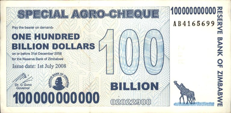 Read more about the article 100 Billion Zimbabwe Agro Check Cheque Circulated 2008 With COA