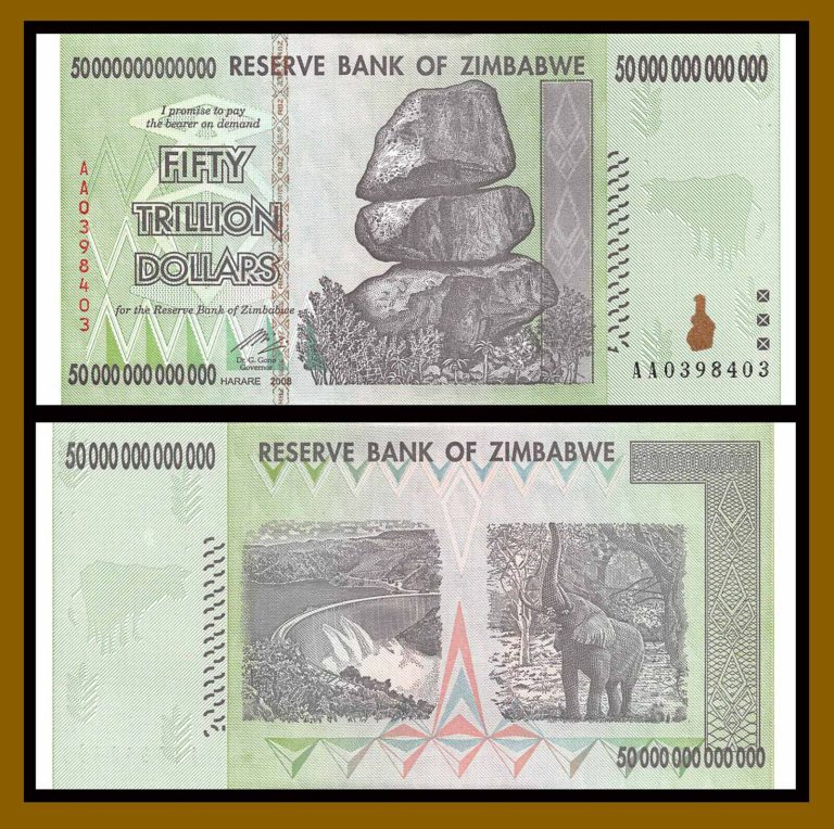 Read more about the article 50 TRILLION DOLLARS ZIMBABWE  2008 AA COA Unc 100 SERIES UV Authentic