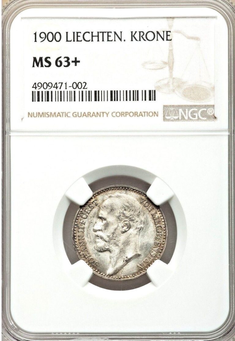 Read more about the article 1900 Lichtenstein Silver Coin Krone Prince Johann II NGC MS63+