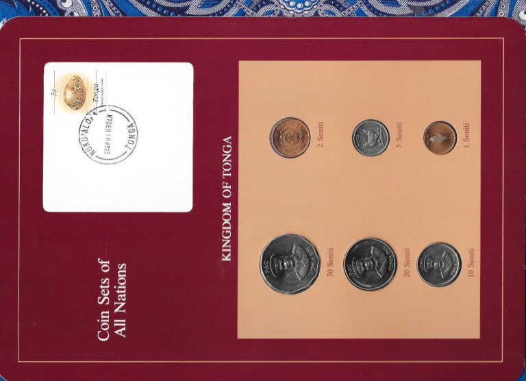 Read more about the article Coin Sets of All Nations Tonga W/card UNC 1 2 5 10 20 Seniti 1990 50 Senti 1991