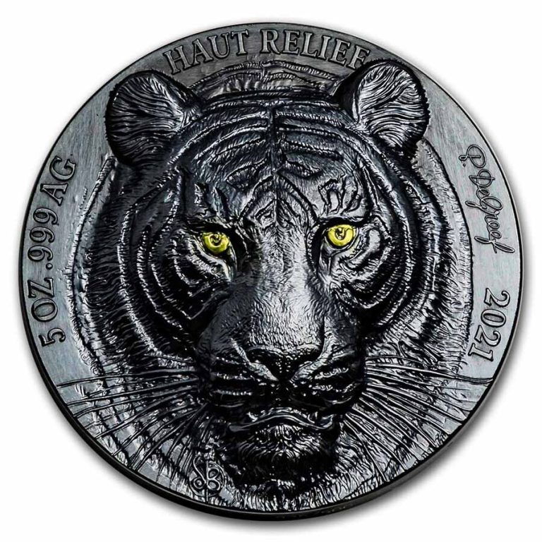 Read more about the article 2021 Ivory Coast 5 oz Silver Edition Noire Big Five Asia: Tiger – SKU#259320