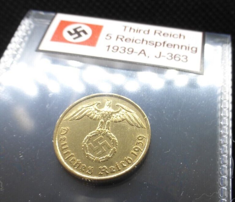 Read more about the article Nazi Bronze Coin – 5 Reichspfennig 1937-1939 Third Reich Eagle Swastika Labeled